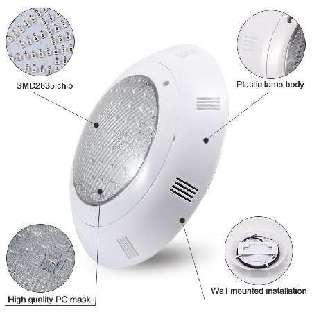 Tadpole Ip68 12V Ac Dc Waterproof Wall Mounted Abs Underwater Led Rgb 35W Swimming Pool Lights