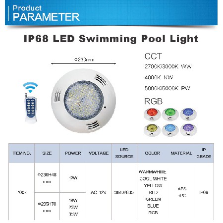 Tadpole 18W Underwater Led Rgb Water Proof Swim Pool Light Led 12V Rgb Led Swimming Pool Lamp