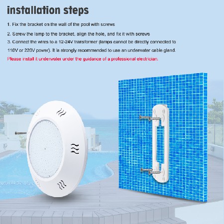 Tadpole 12V Ac Dc Remote Control Color Changing ABS Ip68 Waterproof Resin Filled Wall-Mounted Led Underwater Swimming Pool Light