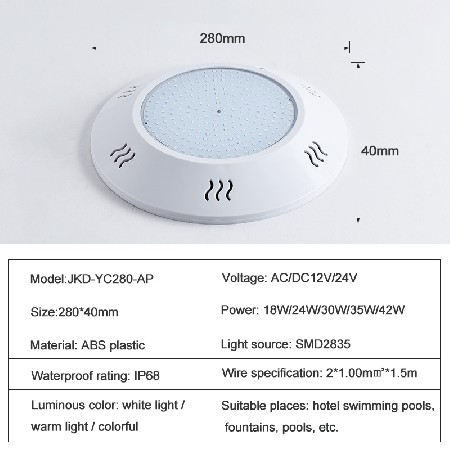 Tadpole 12V Ac Dc Remote Control Color Changing ABS Ip68 Waterproof Resin Filled Wall-Mounted Led Underwater Swimming Pool Light