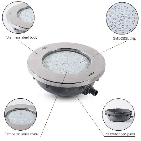 Tadpole IP68 Waterproof 12V SMD2835 Stainless Steel Embedded Spa Led Pools Underwater Light